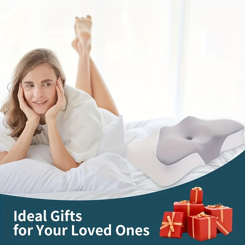 1 Butterfly-Shaped Pillow - Cooling Ergonomic Cervical Support Pillow for Neck & Back, Promotes Spinal Alignment, Hypoallergenic, Hand Wash Only, White, Side Sleeper Pillow | Butterfly Design Pillow | Slow Rebound Pillow