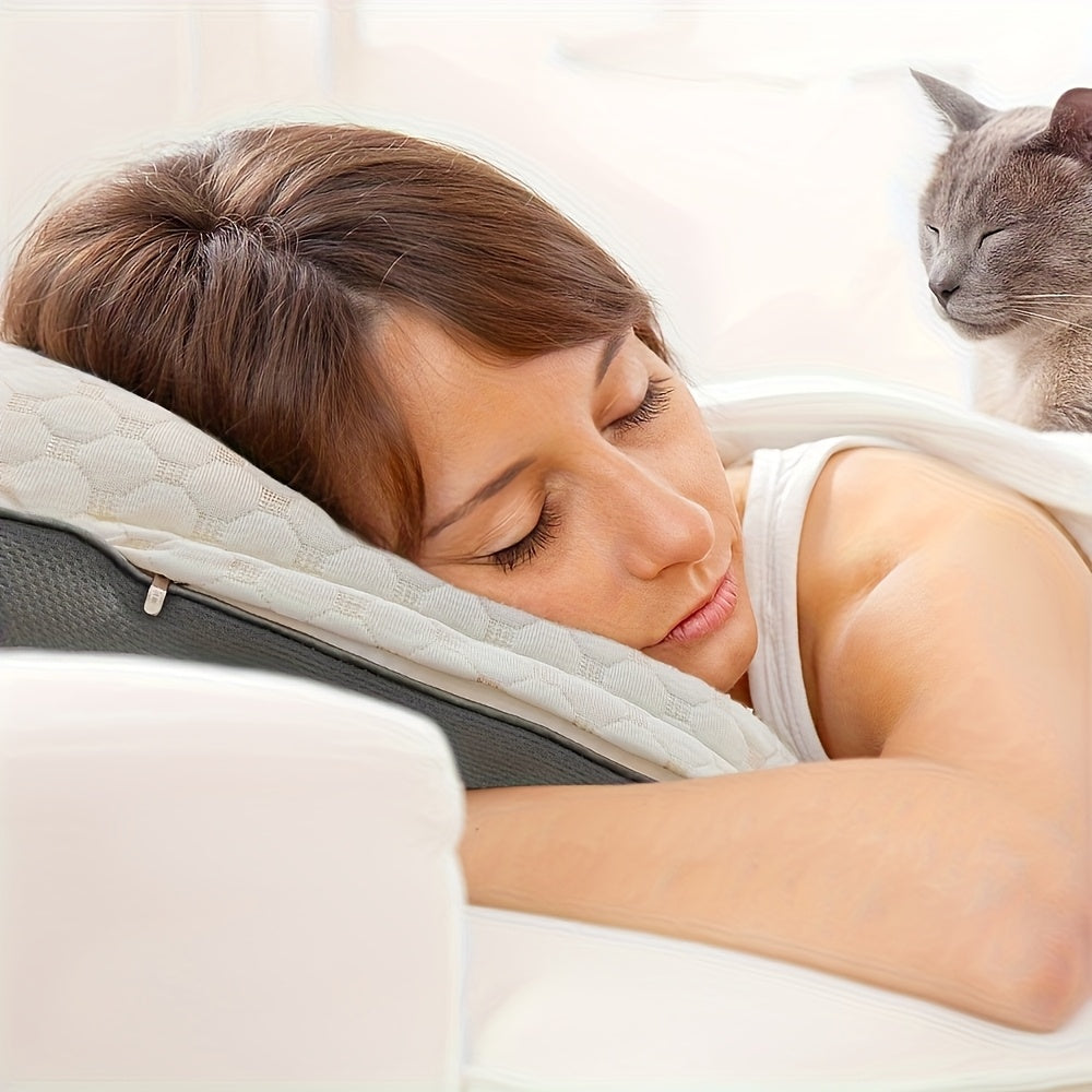 White Soft Massage Neck Pillow, Adjustable Ergonomic Orthopedic Support, Detachable, High Quality Pillow Core, Comfortable Sleep, Suitable for Gifts