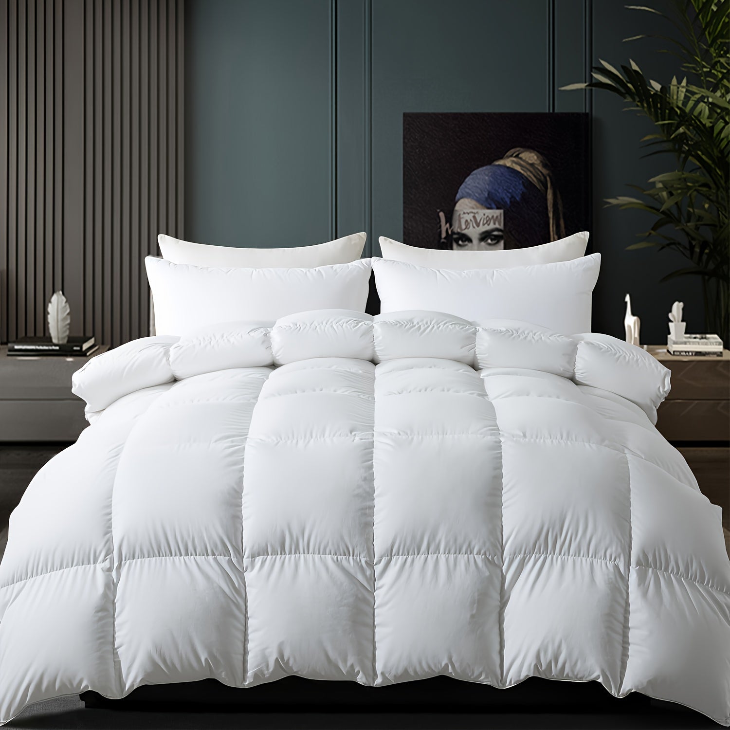 Luxury White Italian White Goose Down Duvet - All Season Goose Down Duvet - Super Soft 650 Filling Power - Hotel Series Of Down Comforter Inserted Into The Plush Medium Temperature Quilt