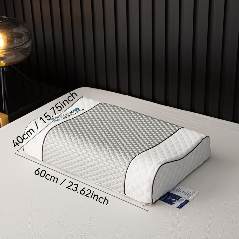 1pc Luxury Latex Pillow, Fiber Fabric, Cooling Massage, Thai Natural Latex, Soft Firmness, Hand Wash Only, Polyester 100%, Woven, 300-350Gsm, for Back Or Side Sleepers, Neck Support, Relaxing Pressure, Bedding Pillow for Bedroom, Dorm, Twisted