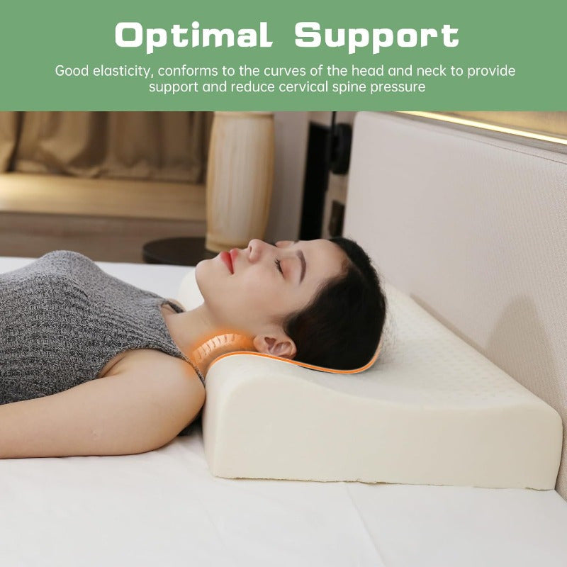 Latex Ergonomic Cervical Pillow for Side\u002FBack\u002FStomach Sleepers - Medium Firm Support with Removable Breathable Pillowcase, Odor-Reducing Design & Machine Washable - Large Size (23.6x15.7x3.9\u002F4.7 Inch)