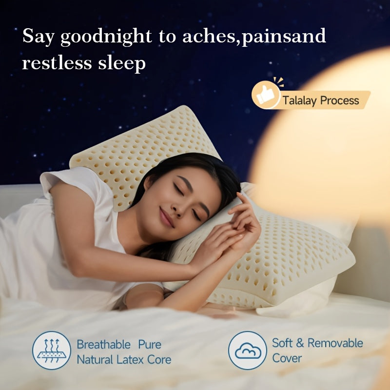 PARATEX Latex Pillow - Soft, Breathable, All-Season Sleeping Support with Zip Closure, Yellow Jacket Design, Ideal for Back & Stomach Sleepers, Sleep Support Pillow | Modern Pillow Design | Durable Zipper Closure