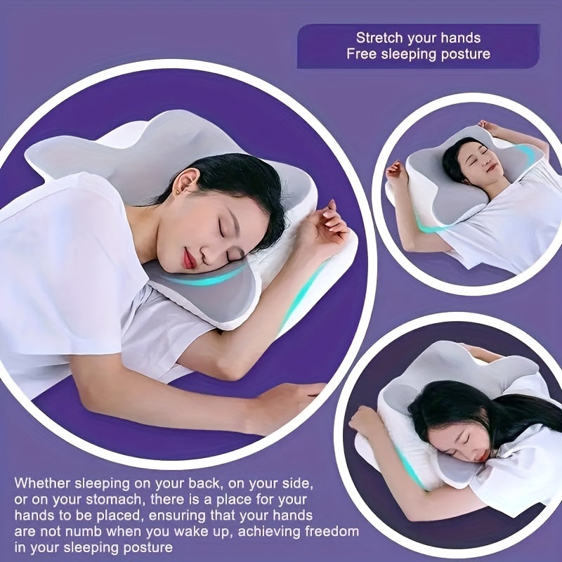 Butterfly Memory Pillow - Ergonomic Cervical Support Pillow, High-density And Strong Support, Suitable for Various Sleeping Positions, Relieves Neck And Shoulder, Machine Washable Pillowcase, Dual-use for Home And Travel