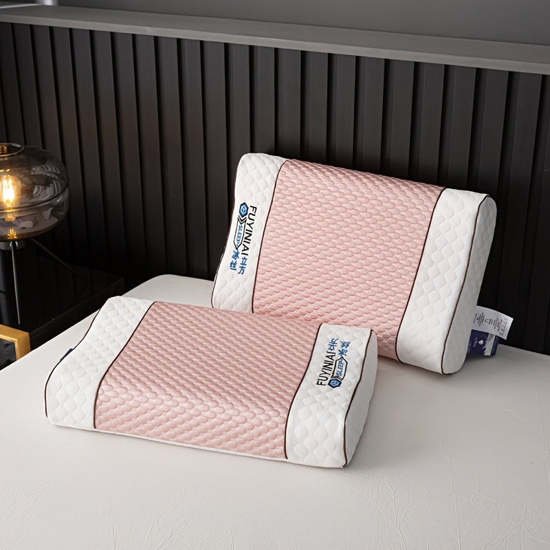 1pc Luxury Latex Pillow, Fiber Fabric, Cooling Massage, Thai Natural Latex, Soft Firmness, Hand Wash Only, Polyester 100%, Woven, 300-350Gsm, for Back Or Side Sleepers, Neck Support, Relaxing Pressure, Bedding Pillow for Bedroom, Dorm, Twisted