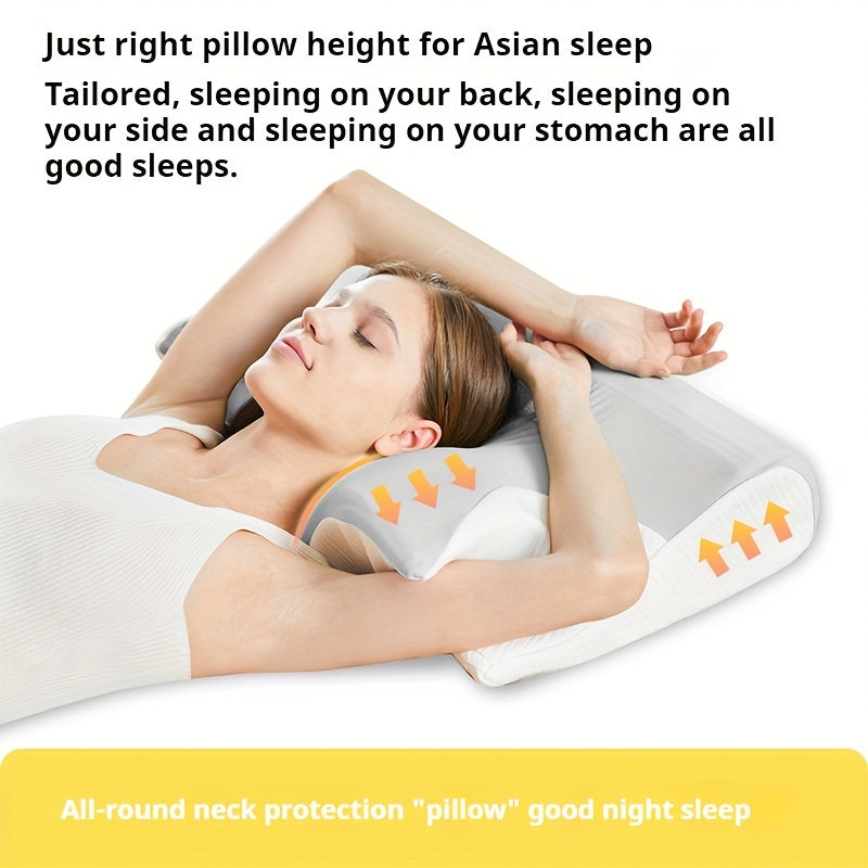 1 Butterfly-Shaped Pillow - Cooling Ergonomic Cervical Support Pillow for Neck & Back, Promotes Spinal Alignment, Hypoallergenic, Hand Wash Only, White, Side Sleeper Pillow | Butterfly Design Pillow | Slow Rebound Pillow