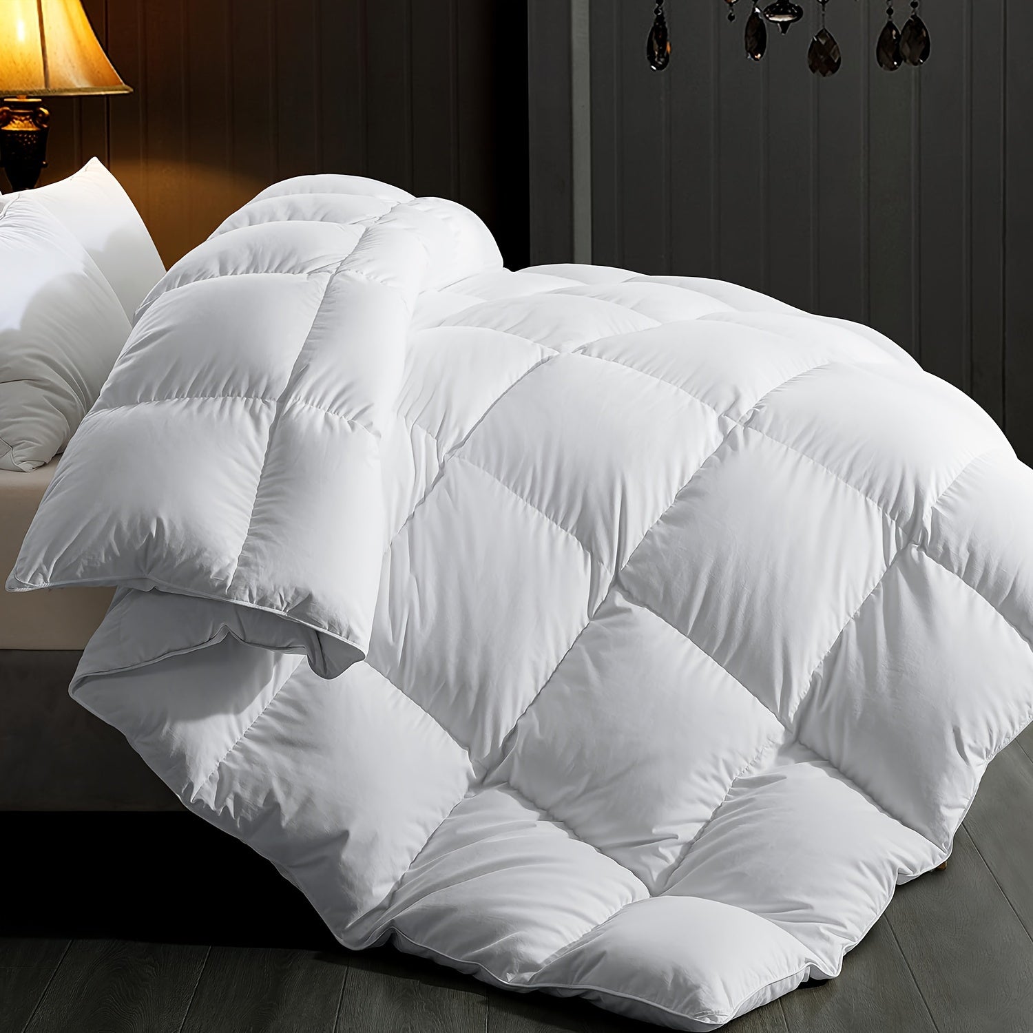 Luxury White Italian White Goose Down Duvet - All Season Goose Down Duvet - Super Soft 650 Filling Power - Hotel Series Of Down Comforter Inserted Into The Plush Medium Temperature Quilt