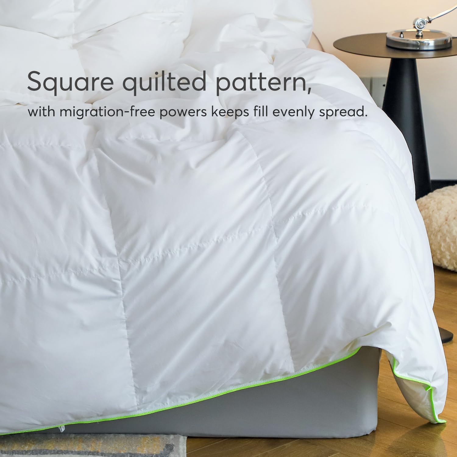 1pc 750 Fill-Power Certified Premium Goose Down and Feather Comforter Duvet Insert - Extra Soft Fluffy Luxury with Hypoallergenic Down-Proof Shell - White Baffle Box Design To Prevent Clumps