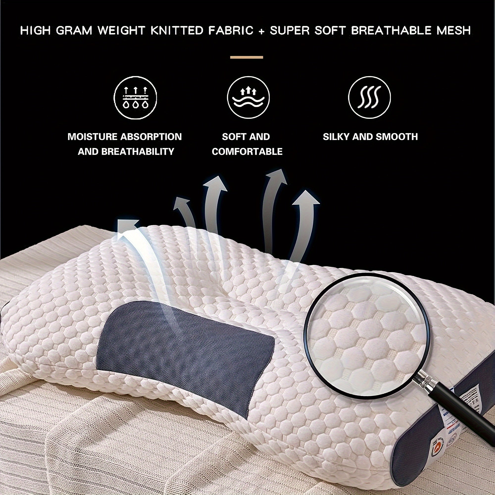 Cervical Orthopedic Pillow, Ergonomically Designed for Deep Sleep, Neck Support for Side And Back Sleepers, A Pillow That Conforms to The Body Curve, Machine Washable Pillow Core, Comfortable All Year Round.