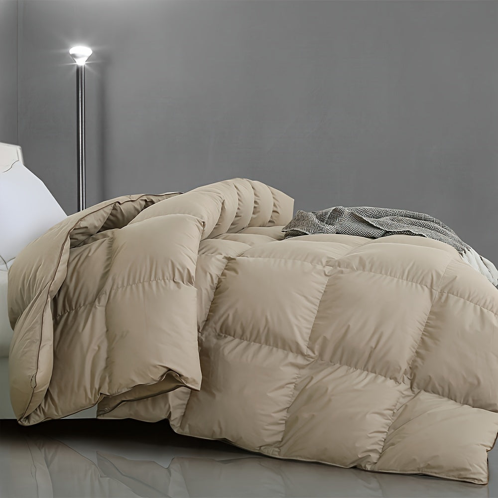 1pc Khaki 75% Duck Down Comforter Spring And Autumn Comforter Small Khaki Trimmed Duvet Insert For Hotel Bedroom Guest Room