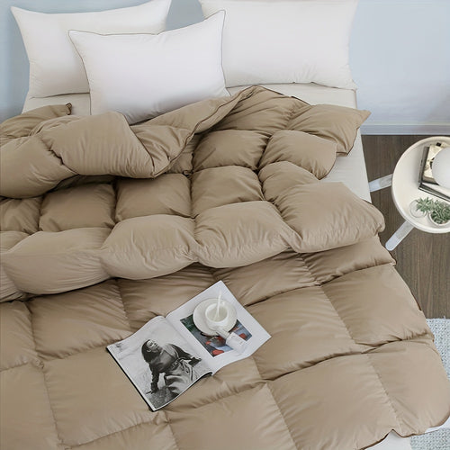 1pc Khaki 75% Duck Down Comforter Spring And Autumn Comforter Small Khaki Trimmed Duvet Insert For Hotel Bedroom Guest Room