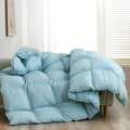 1pc Luxurious Light Blue Goose Down Comforter - Fluffy Duvet Insert with 8 Corner Tabs, Durable 100% Egyptian Egyptian Cotton & 3D Baffle Box Construction for All-Season Comfort, Perfect for Modern Bedroom Decor