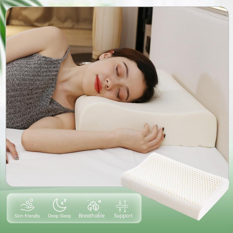 Latex Ergonomic Cervical Pillow for Side\u002FBack\u002FStomach Sleepers - Medium Firm Support with Removable Breathable Pillowcase, Odor-Reducing Design & Machine Washable - Large Size (23.6x15.7x3.9\u002F4.7 Inch)
