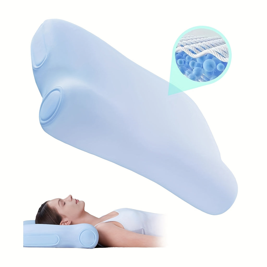 P3E Ergonomic Neck Pillow for Side & Back Sleepers - Adjustable 3-Layer Cervical Support, Medium Firm, Blue, Machine Washable Polyester Cover