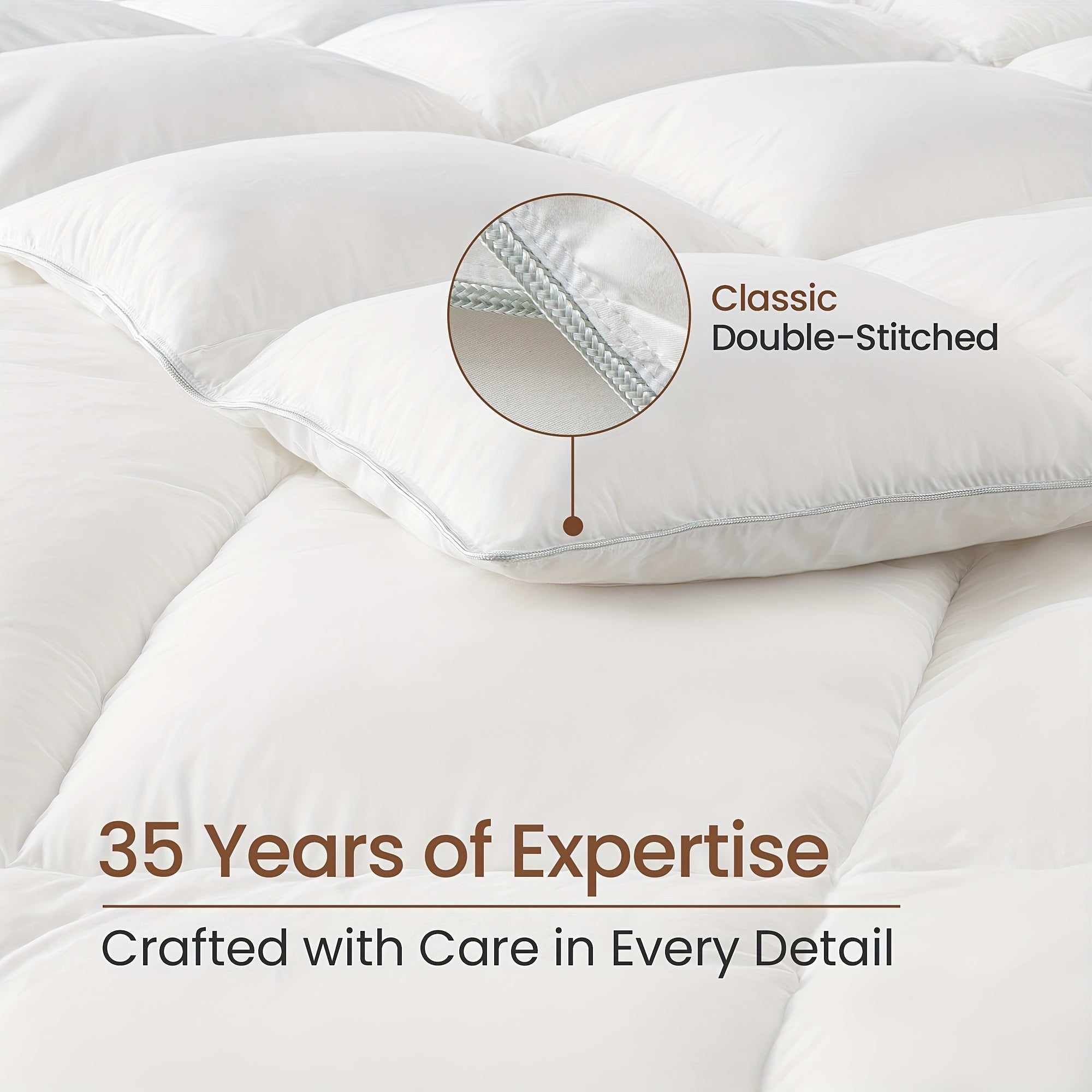 Luxury Goose Feather Down Comforter, 900+ Fill Power All-Season Premium Medium Warmth Down Duvet Insert with 1600TC\u002FDM Cotton, Washed Brushed Fabric for Ultra-Soft, Noiseless, And No Sweaty Sleep, Queen, King, California King Size White