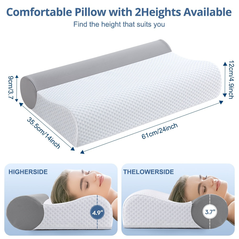 Royal Relax Queen Contour Pillow for Neck & Shoulder - Ergonomic Cervical Support Pillow with, Soft Bamboo Fiber Cover, Anti-Sagging Design & Machine Washable - Ideal for Side Sleepers, Back Neck Pillow, SASTTIE