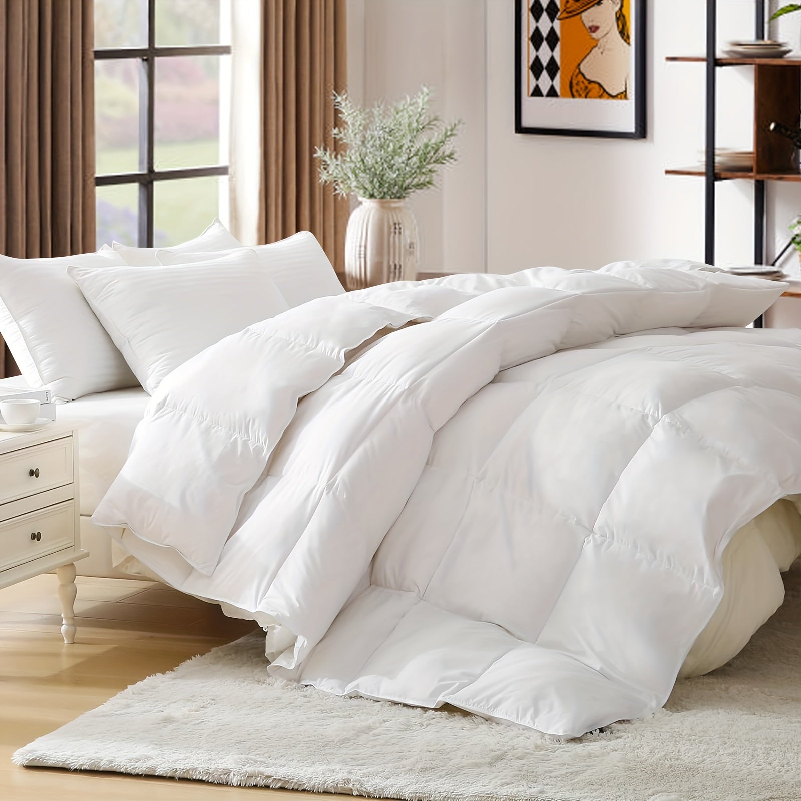 Luxury 750 Fill-Power Down Comforter, King & Queen Size, Ultra-Soft Feather Filled Duvet Insert, All Seasons Warmth, Dry Clean Only, Anime Theme, Flat Woven, Sanded Craftsmanship, Ideal for Backpacking - 54oz