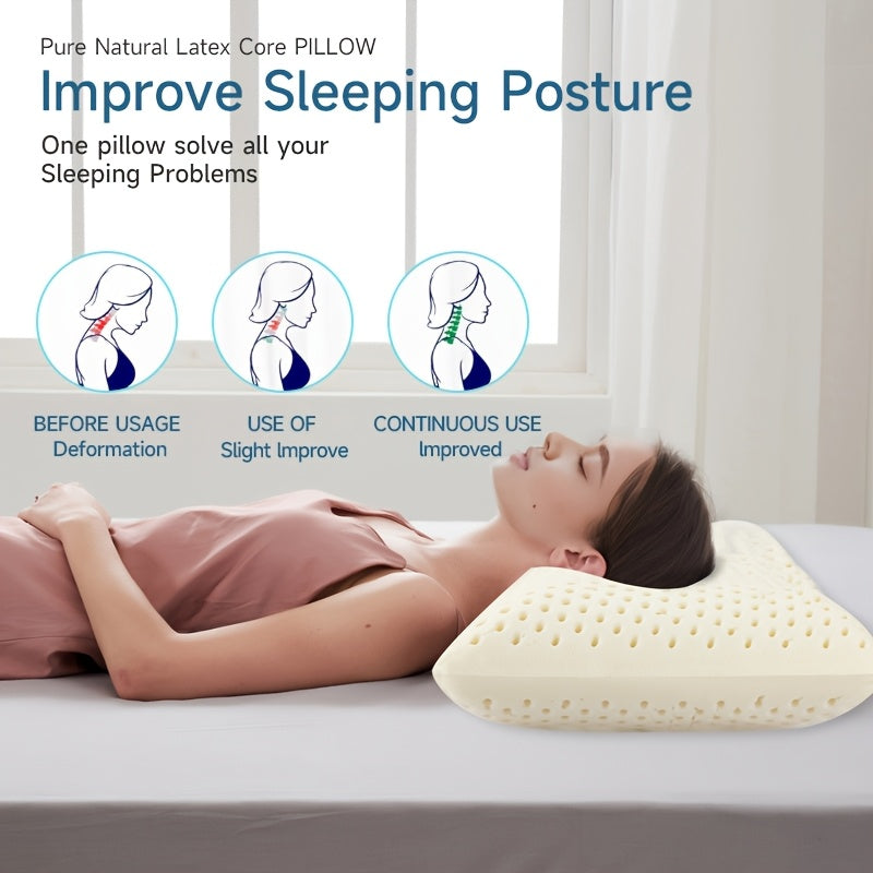 PARATEX Latex Pillow - Soft, Breathable, All-Season Sleeping Support with Zip Closure, Yellow Jacket Design, Ideal for Back & Stomach Sleepers, Sleep Support Pillow | Modern Pillow Design | Durable Zipper Closure