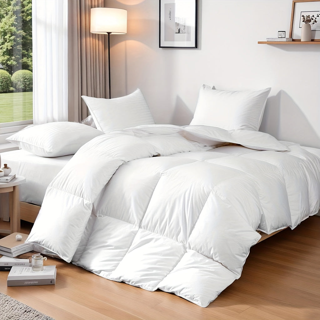 1pc Luxury Goose Down Duvet - Ultra-Soft 100% Down Filling, High Fill Weight, Fluffy All-Season Quilt Core, Hotel Quality, Warm & Breathable, Machine Washable for Bedroom or Guest Room, Allseason Bedding | Minimalist Bedding | Highquality Down