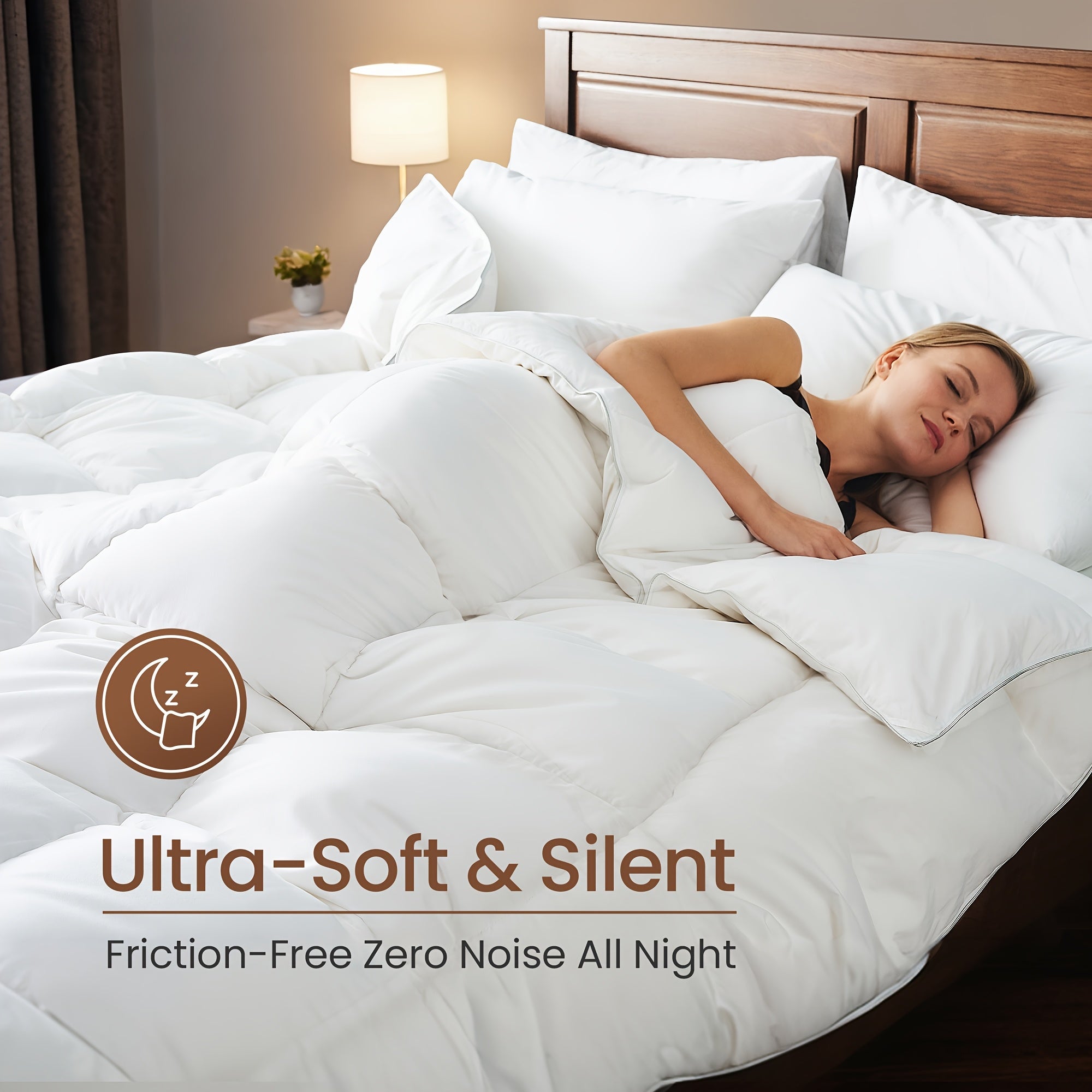 Luxury Goose Feather Down Comforter, 900+ Fill Power All-Season Premium Medium Warmth Down Duvet Insert with 1600TC\u002FDM Cotton, Washed Brushed Fabric for Ultra-Soft, Noiseless, And No Sweaty Sleep, Queen, King, California King Size White