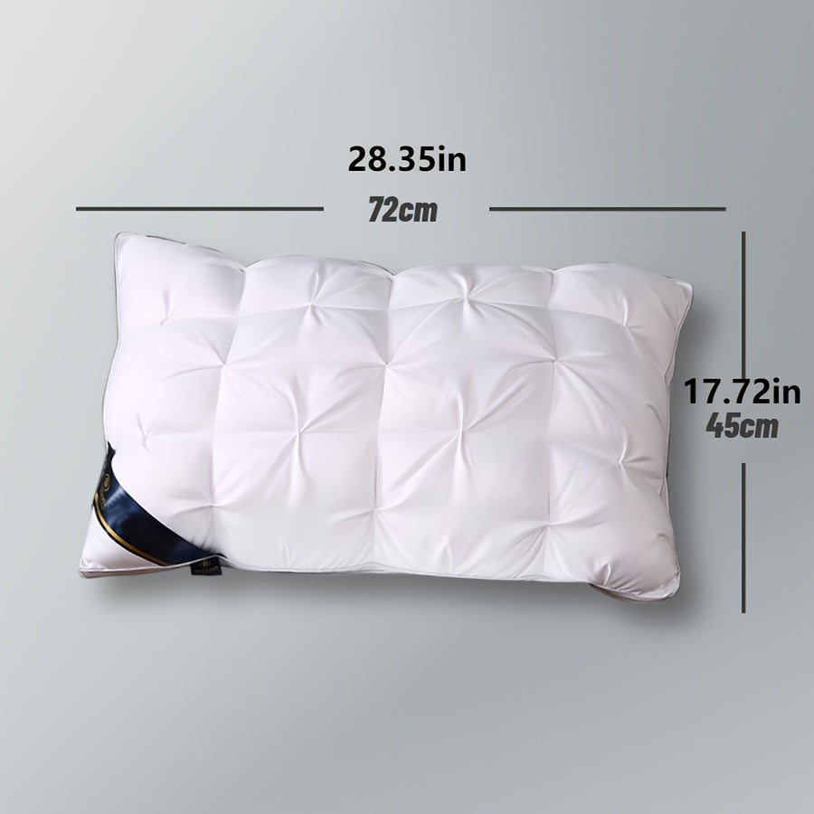 2pcs White Checkered High Pillows - Soft, Supportive Neck & Back Support for Deep Sleep, All-Season Comfort, Machine Washable, Perfect for Home Use, Pillows for Sleeping
