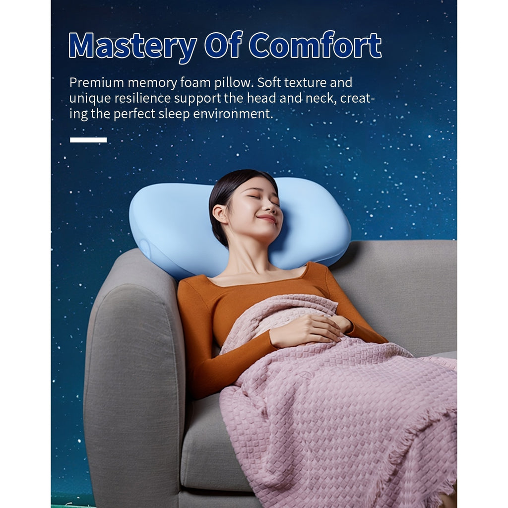 P3E Ergonomic Neck Pillow for Side & Back Sleepers - Adjustable 3-Layer Cervical Support, Medium Firm, Blue, Machine Washable Polyester Cover