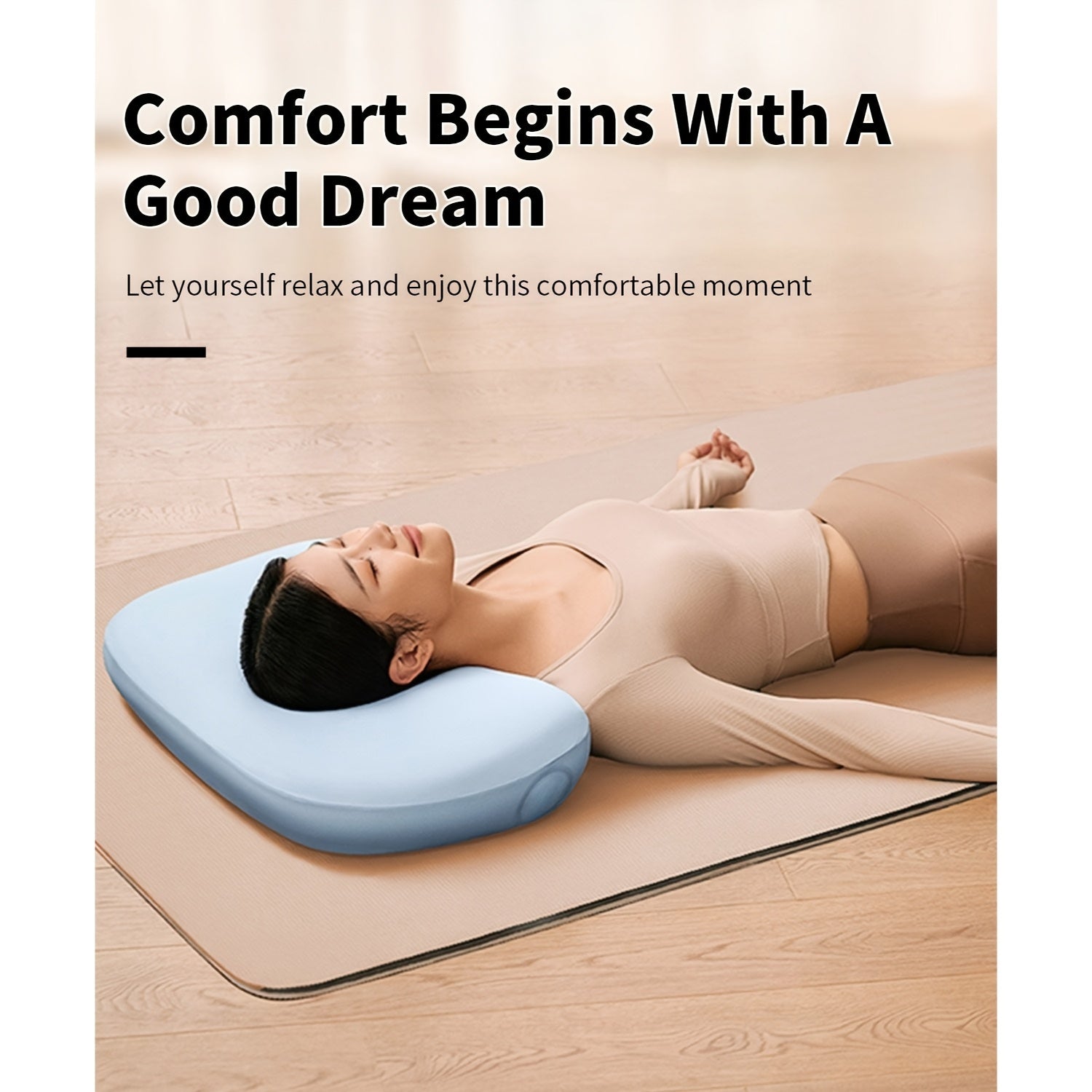 P3E Ergonomic Neck Pillow for Side & Back Sleepers - Adjustable 3-Layer Cervical Support, Medium Firm, Blue, Machine Washable Polyester Cover