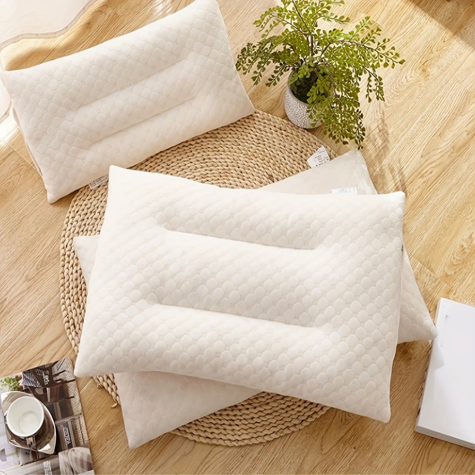 Thai Pillow Student Granular Massage Pillow Core Pillow School Season Gift Student Dormitory Bedside Suitable for Bedroom Sofa, Living Room Hotel 2025 Live Streaming Hot Set, Latex Pillow Core, Ergonomically Designed to Neck Pressure, All-Season Use