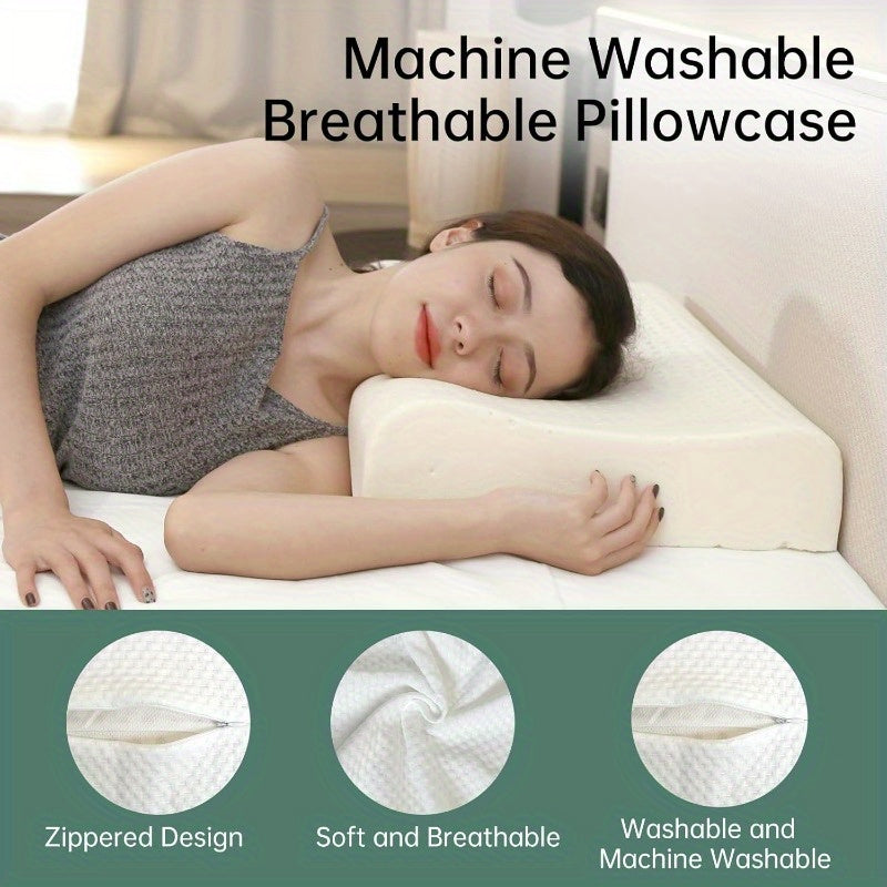 Latex Ergonomic Cervical Pillow for Side\u002FBack\u002FStomach Sleepers - Medium Firm Support with Removable Breathable Pillowcase, Odor-Reducing Design & Machine Washable - Large Size (23.6x15.7x3.9\u002F4.7 Inch)