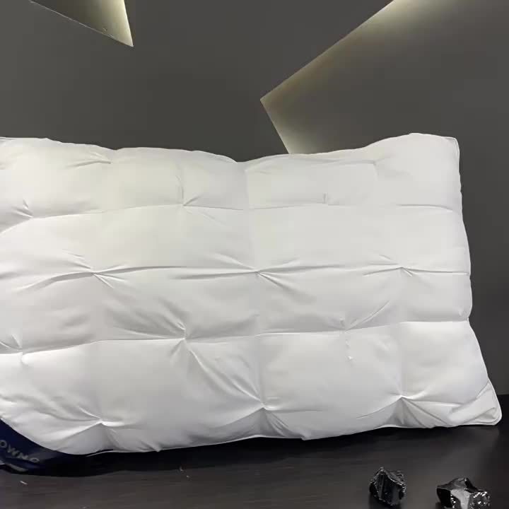 2pcs White Checkered High Pillows - Soft, Supportive Neck & Back Support for Deep Sleep, All-Season Comfort, Machine Washable, Perfect for Home Use, Pillows for Sleeping